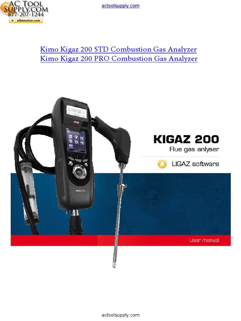 Kimo Kigaz 200 Combustion Gas Analyzer Manual PDF Calibration Gases