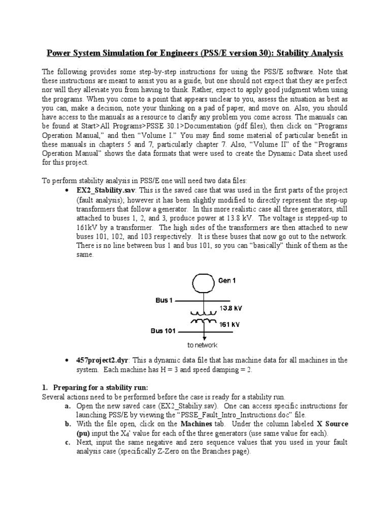 PSSE Intro Stabilty Instructions | PDF