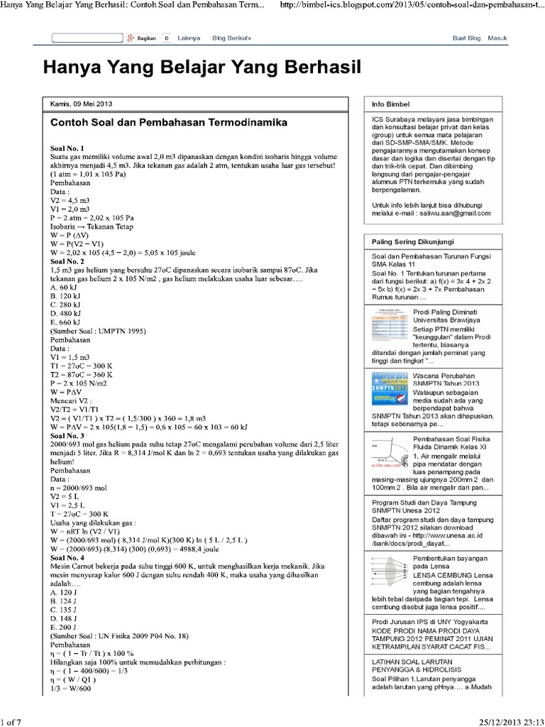 9 Contoh Soal Termodinamika