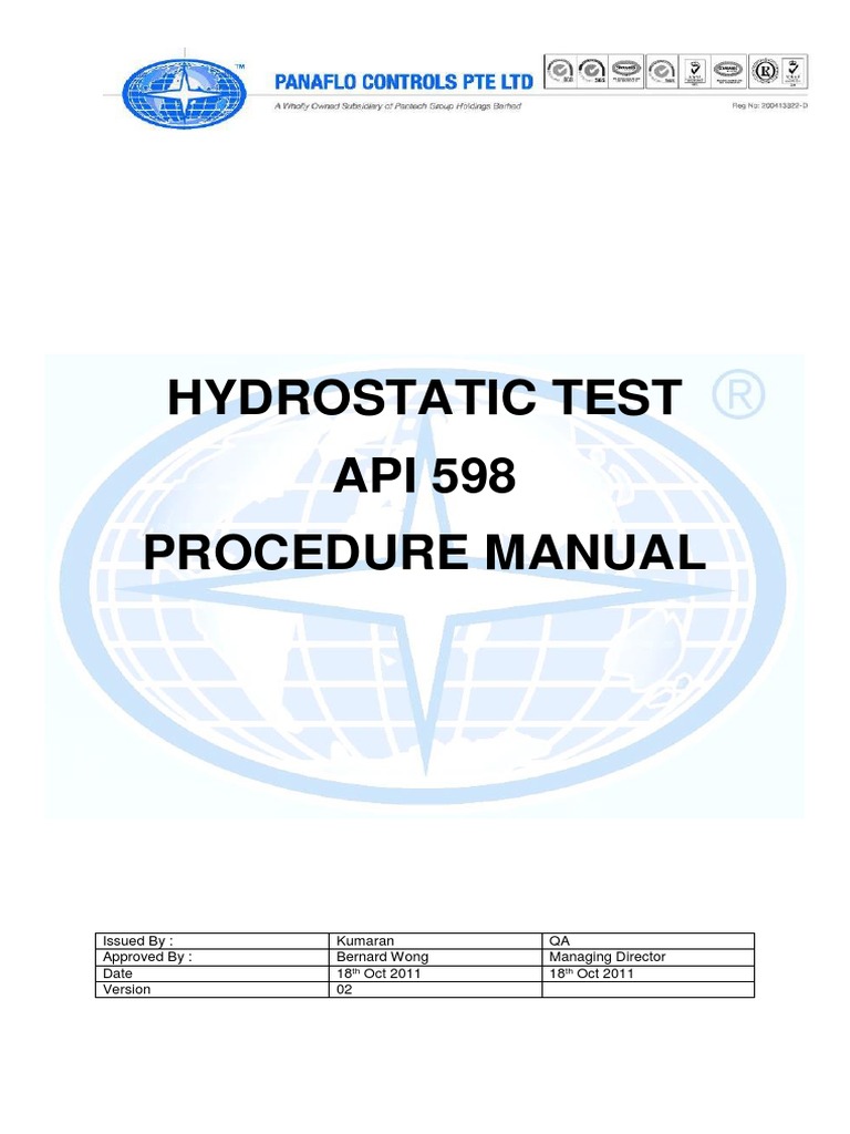 Hydro Test Procedures Valve Pressure