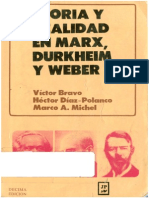 Victor Bravo Teoria y Realidad en Marx Durkheim y Weber