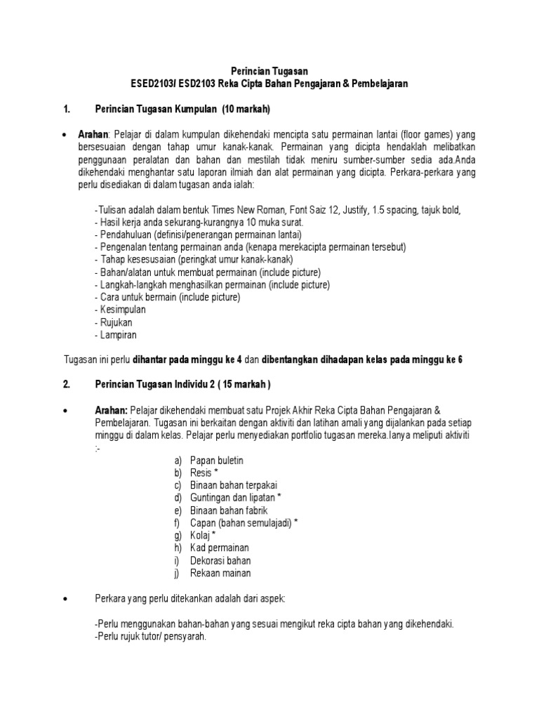 Perincian Tugasan Reka Cipta Jan 14 Pdf