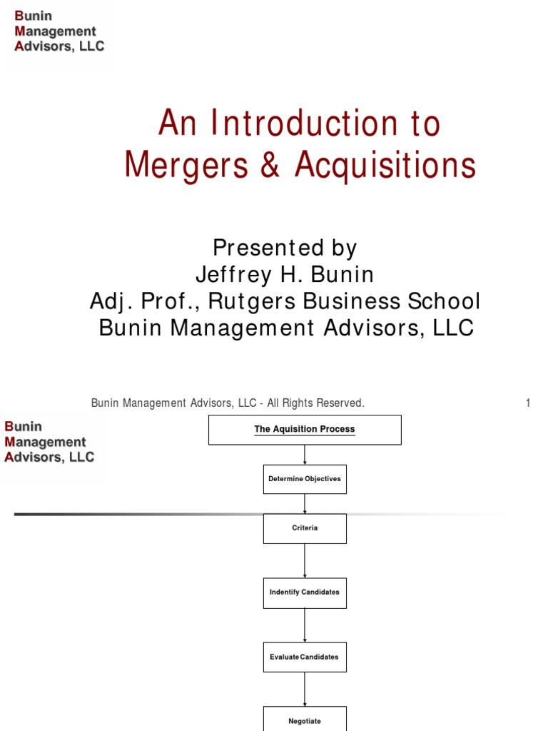Mergers & Acquisitions Process Guide | PDF | Mergers And Acquisitions ...