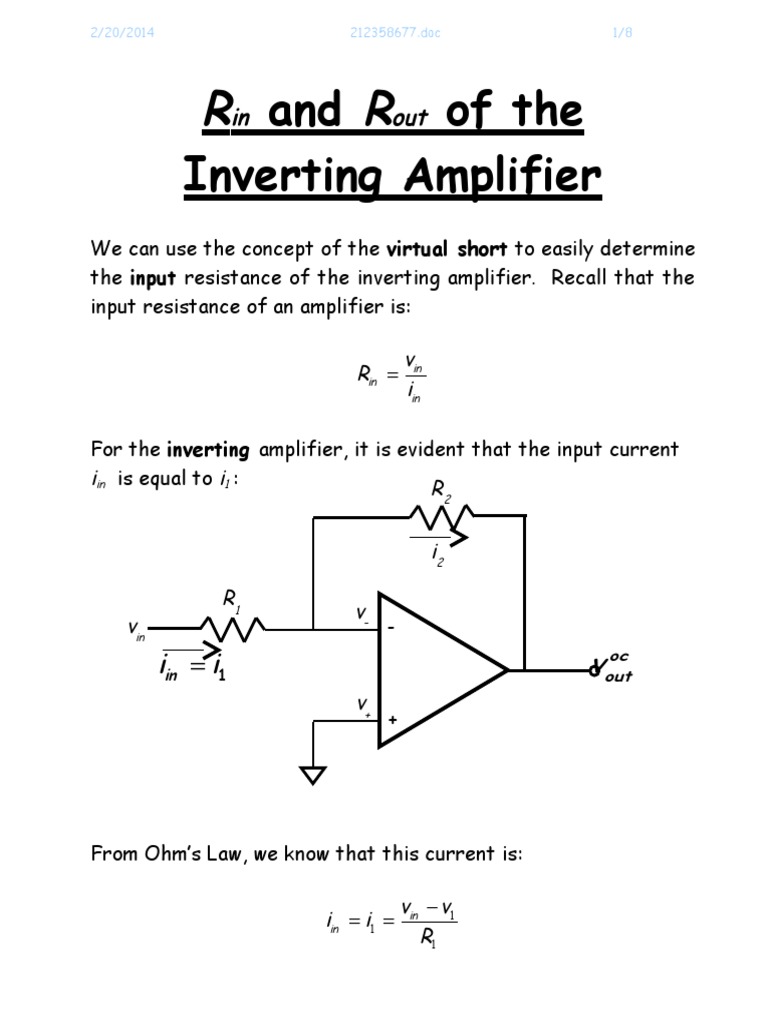 Ri and Ro of The Inverting Amplifier | PDF | Amplifier | Operational ...
