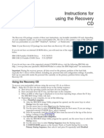 Instructions For Using The Recovery CD