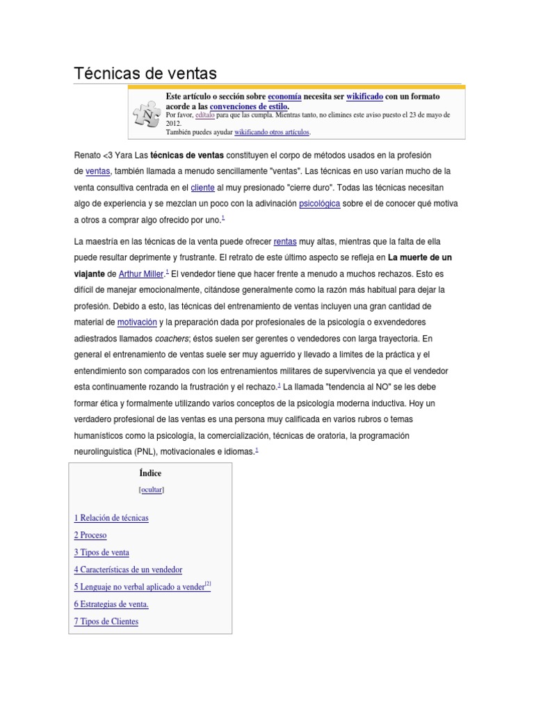 Técnicas Efectivas de Ventas | PDF | Ventas | Cliente