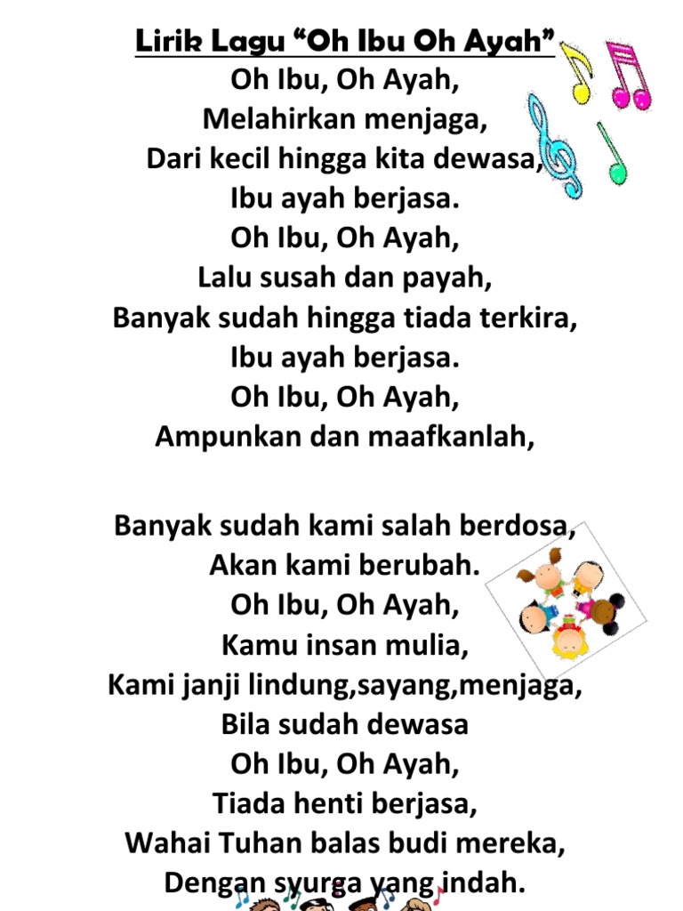Lirik Lagu "Oh Ibu Oh Ayah" | PDF | Seni & Disiplin Bahasa