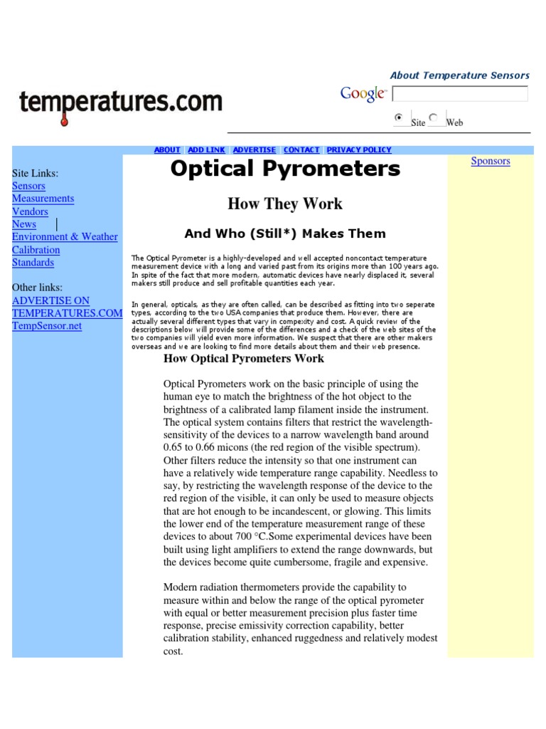 Optical Pyrometers: How They Work | PDF | Infrared | Microsoft Power Point