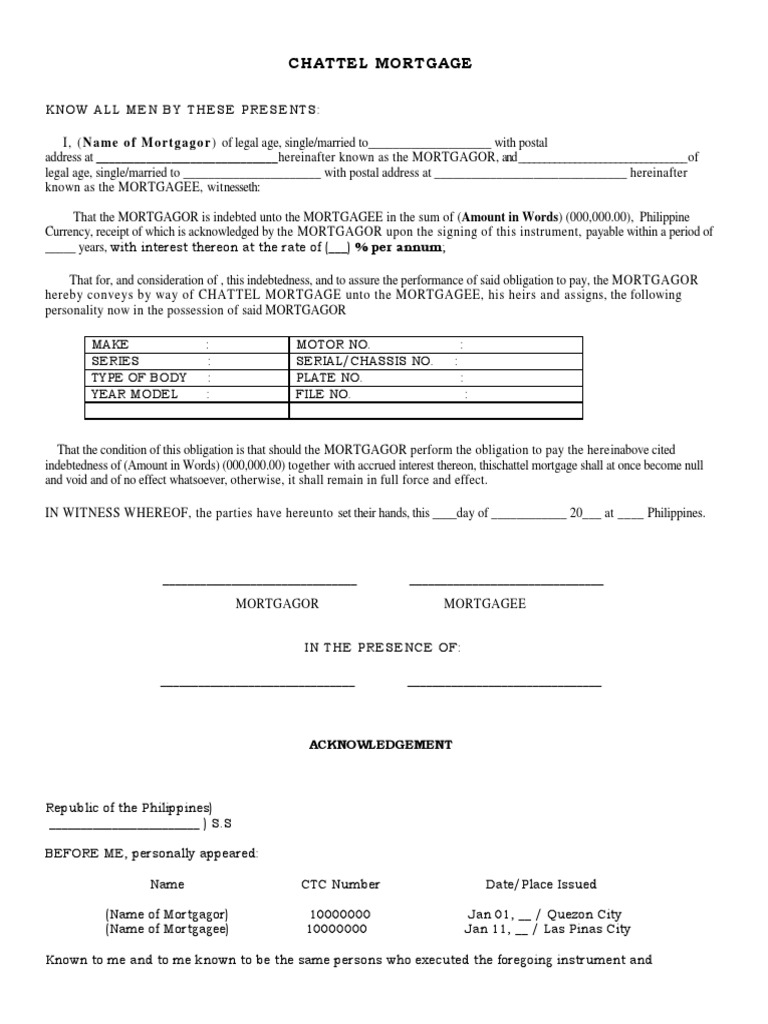 Chattel Mortgage | PDF