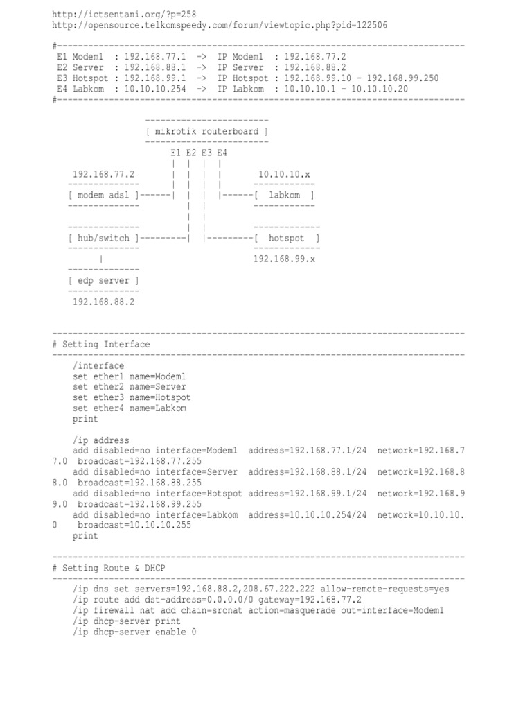 Mikrotik Router Configuration Guide | PDF | Ip Address | Telecommunications