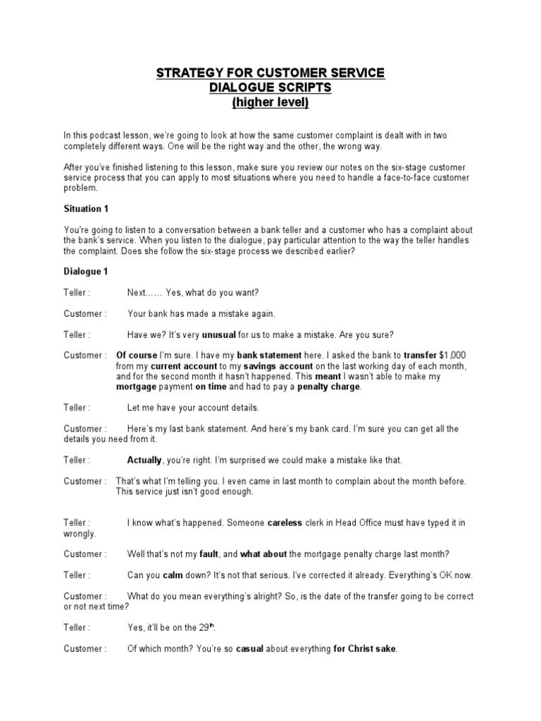 customer service dialogue Business Prueba gratuita de 30 días Scribd