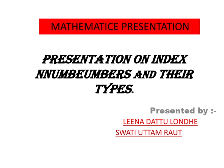 Types of Index Numbers in Mathematics | PDF | Social Science