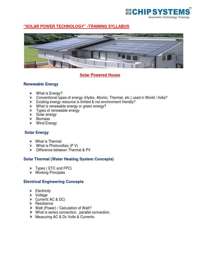 Solar New Syllabus PDF Photovoltaics Power Inverter