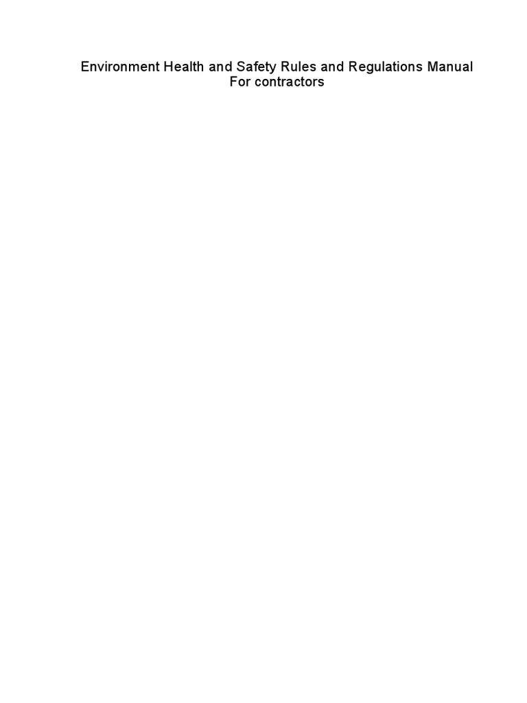 Environment Health and Safety Manual For Contractors A PDF