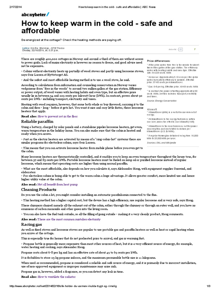 How To Keep Warm in The Cold - Safe and Affordable - ABC News | PDF ...