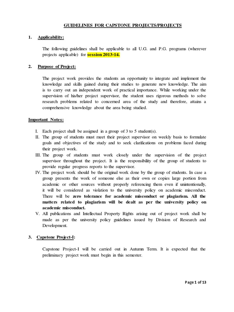 1 Guidelines For Projects | PDF | Academic Dishonesty | Evaluation