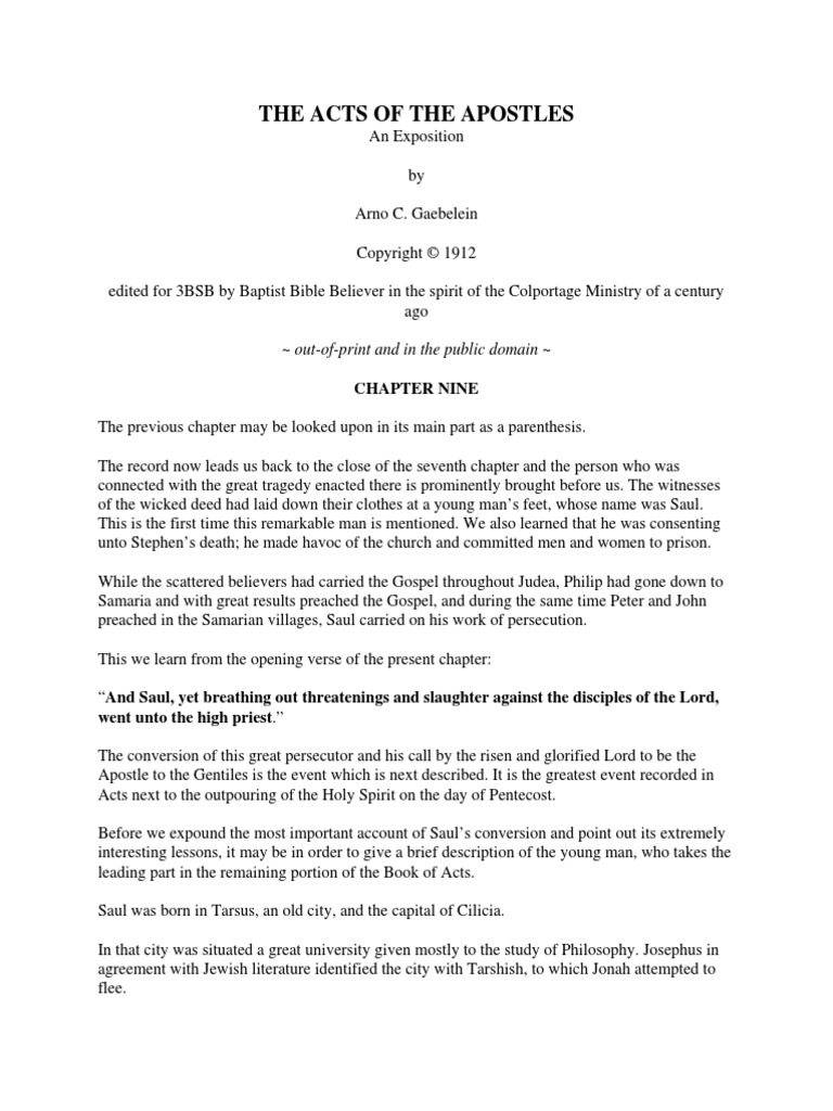 The Acts of The Apostles: Chapter Nine | PDF | Paul The Apostle | Jesus