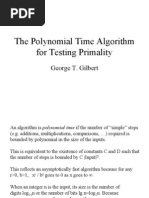 The Polynomial Time Algorithm For Testing Primality: George T. Gilbert