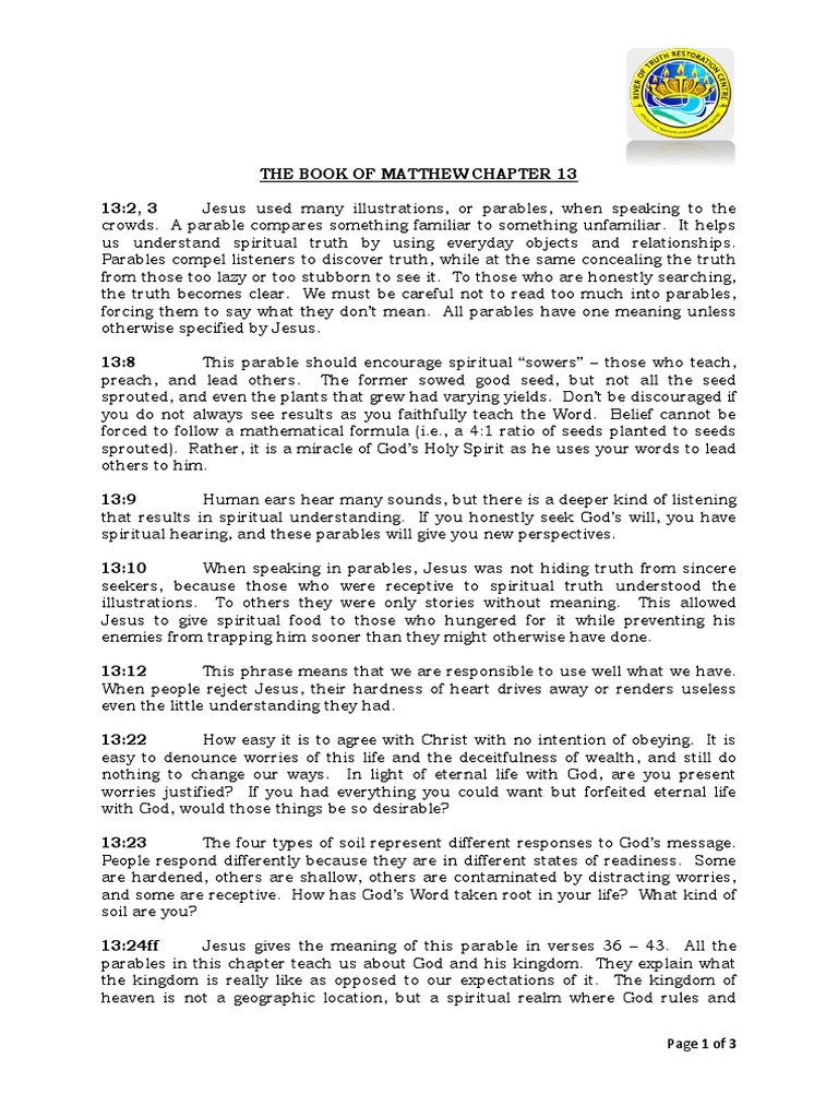Understanding Matthew 13 Parables | PDF | Last Judgment | Parables Of Jesus