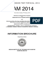 Information Brochure: Joint Admission Test For M.Sc. 2014