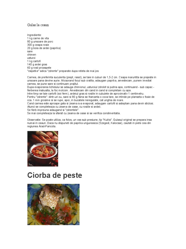 Ciorba De Peste Gulas La Ceaun