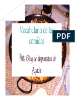 Vocabulario de Las Comidas. Blog de Hispanistas de Agadir.