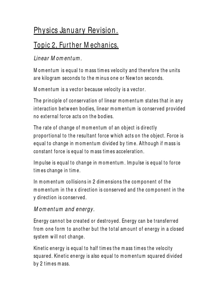 Physics Unit 4 | PDF | Momentum | Quark