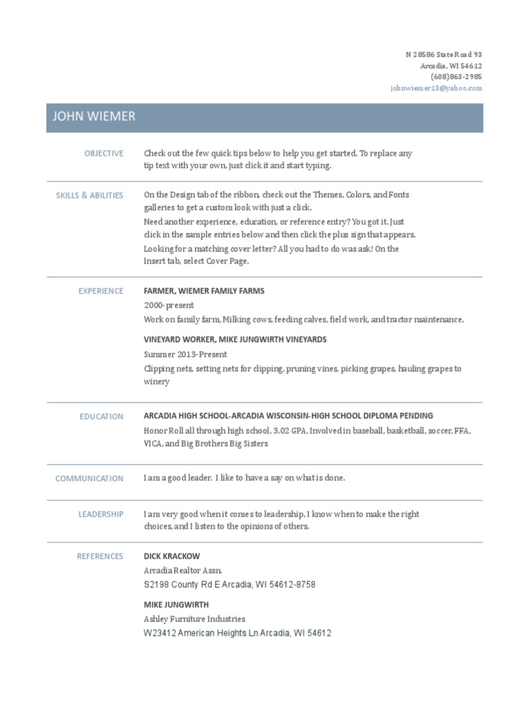 John Wiemer's Resume Overview | PDF | Career & Growth | Home & Garden