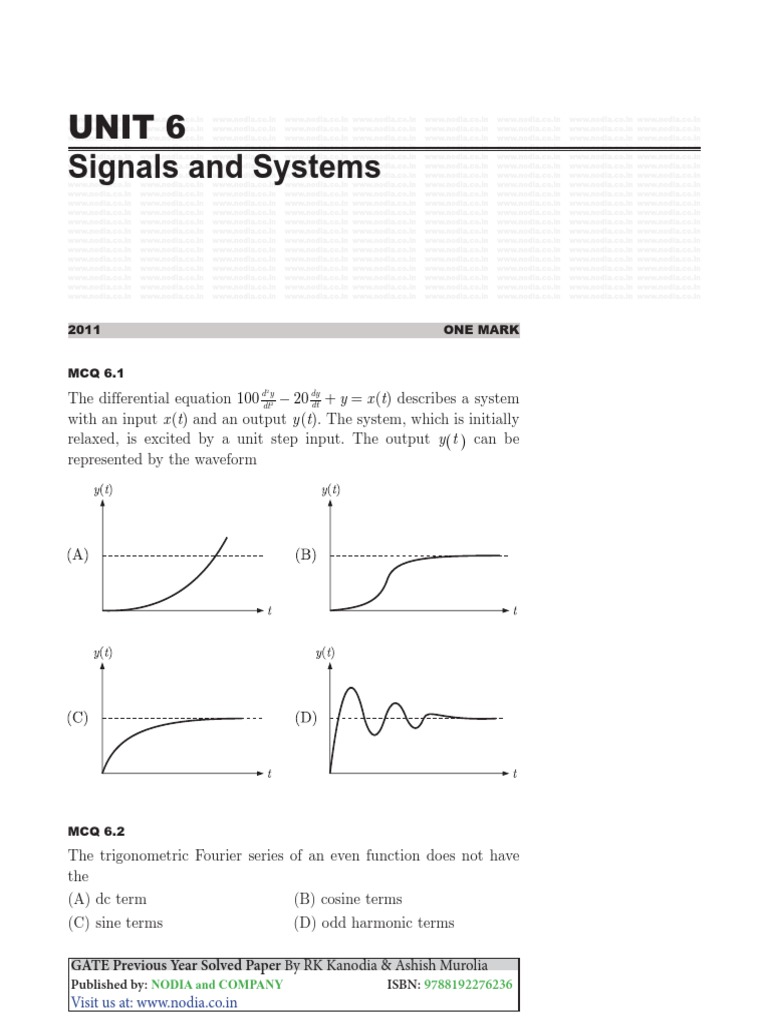 Signals and Systems GATE MCQs | PDF | Discrete Fourier Transform ...