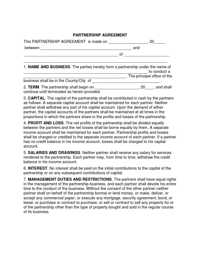 Partnership Agreement Template | PDF