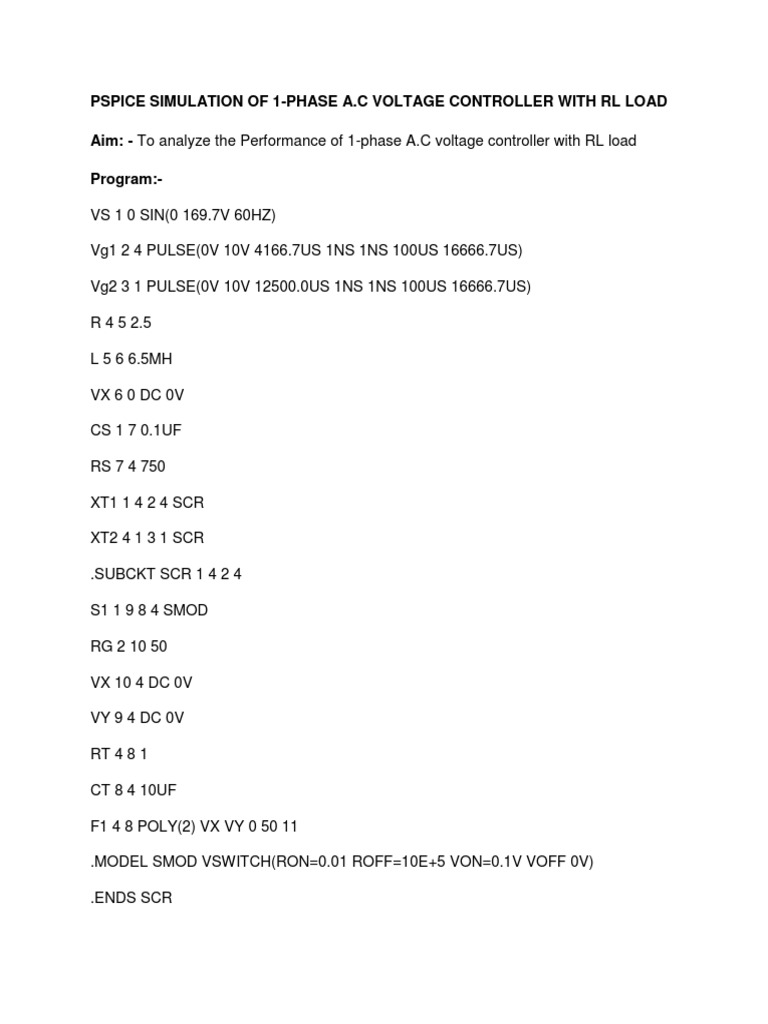 1-Phase A.C Voltage Controller With RL Load | PDF | Science ...