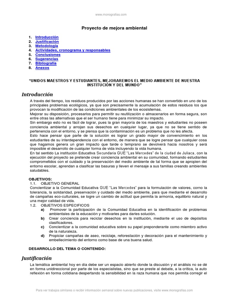 Proyecto Mejora Ambiental | PDF | Residuos | Entorno natural