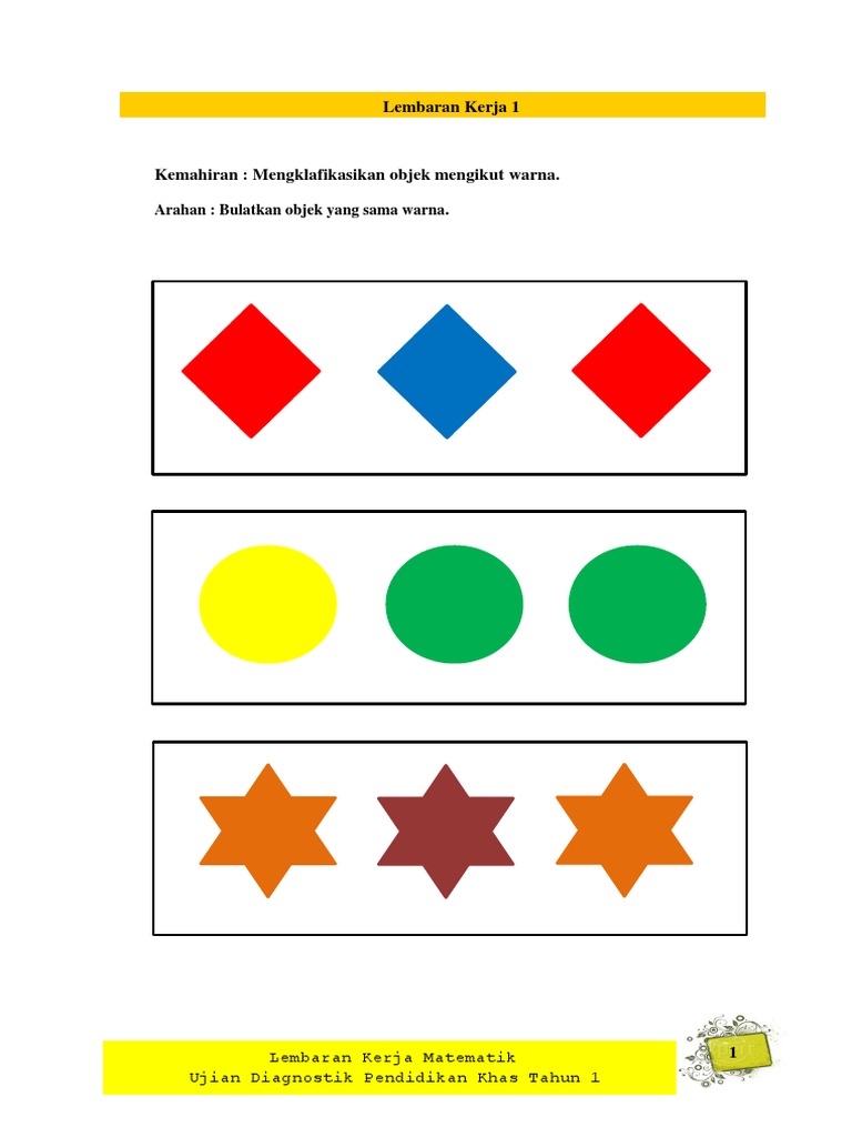Ujian Diagnostik Tahun 1 / Koleksi Soalan Ujian Diagnostik Tahun 1