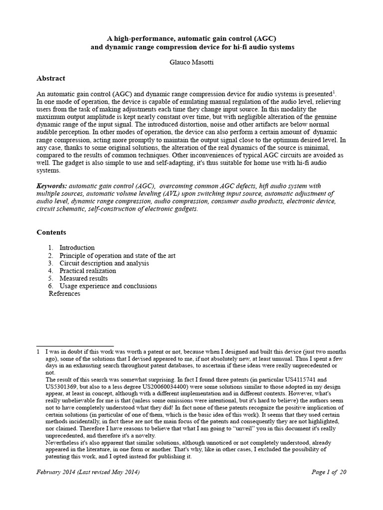 A HighPerformance, Automatic Gain Control (AGC) and Dynamic Range