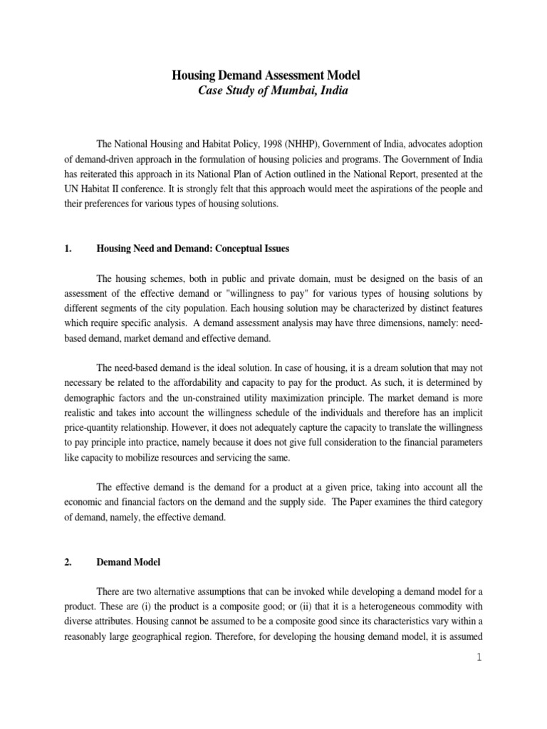 Housing Demand Assessment Model PDF Ordinary Least Squares