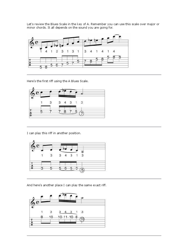 Blues Guitar Lesson - Blues Note Riffs | PDF