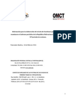 Información para la elaboración de la Lista de Cuestiones para abordarse al examinarse el informe periódico de la República Bolivariana de Venezuela en el 53º periodo de sesiones. Venezuela-­‐Ginebra, 14 de Febrero 2014