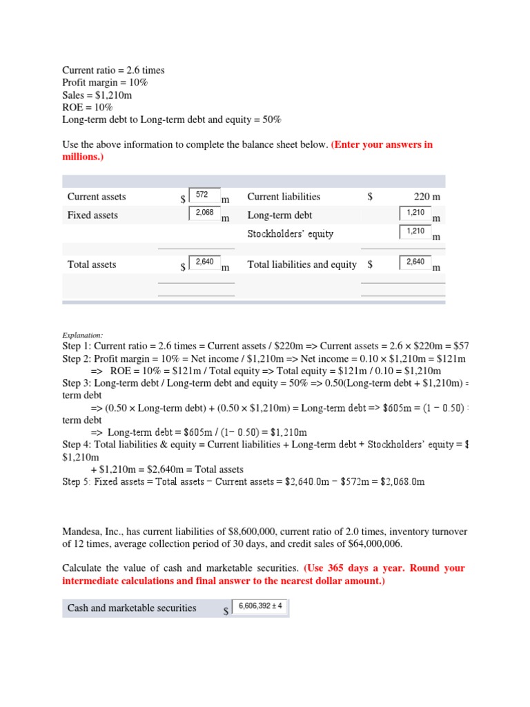 Financial Ratios and Balance Sheet Analysis | PDF | Equity (Finance ...