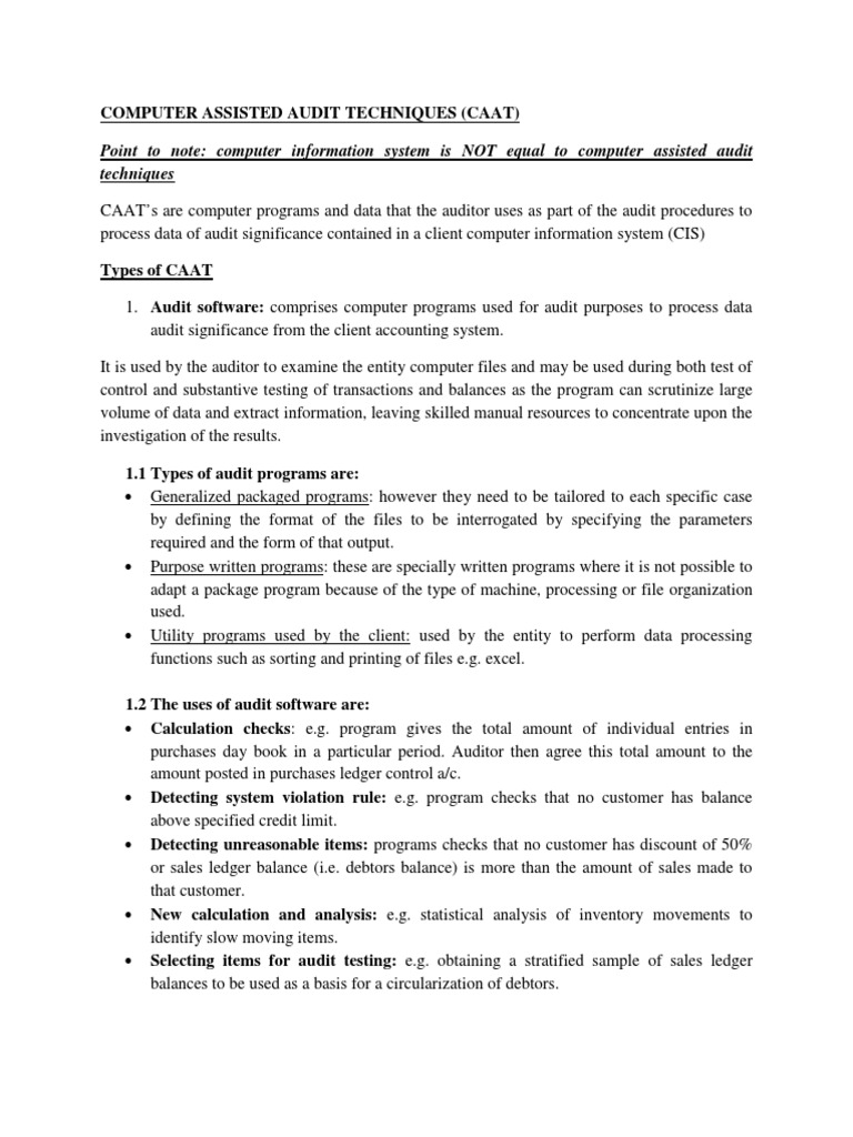 Overview of Computer Assisted Audit Techniques | PDF | Audit | Computer ...