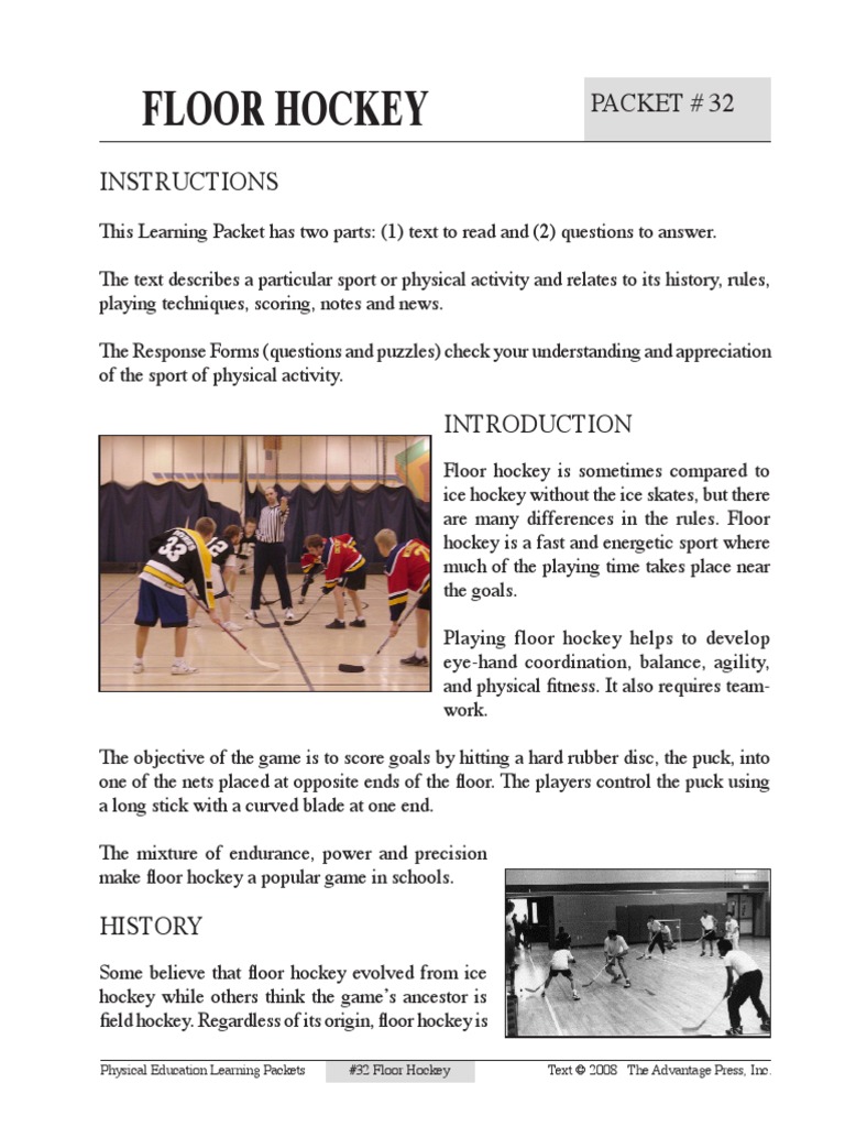Floor Hockey Packet 32 Ice Hockey Team Sports