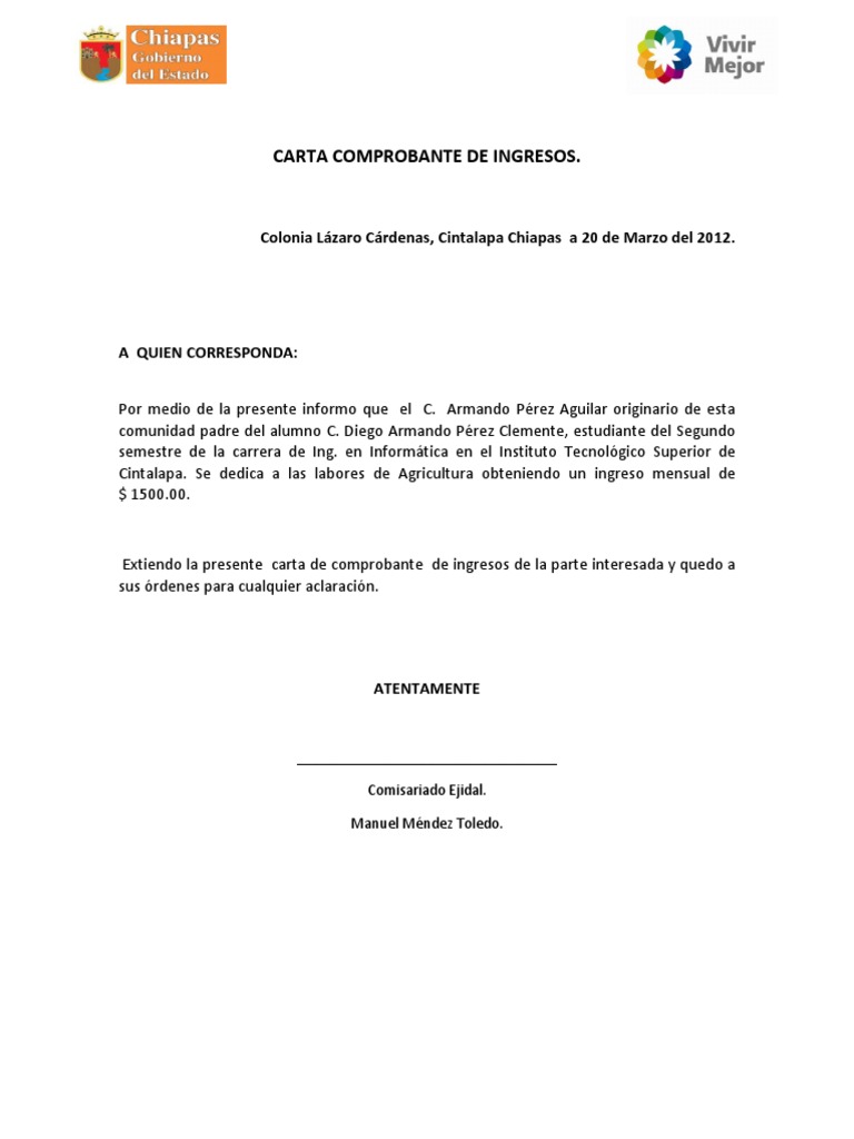 Como Hacer Una Carta De Comprobante De Ingresos vrogue.co