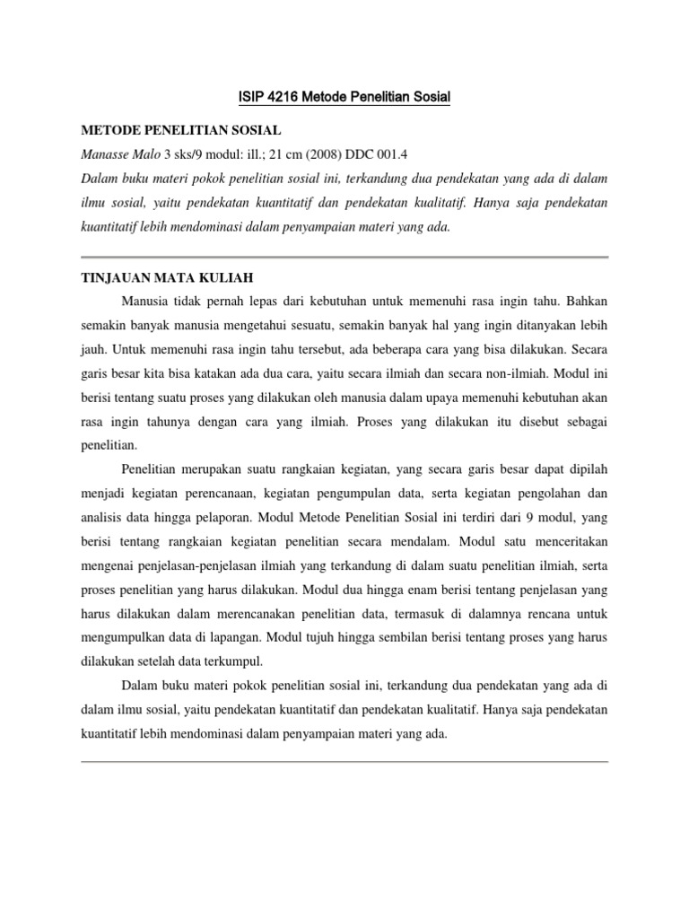 Isip 4216 Metode Penelitian Sosial