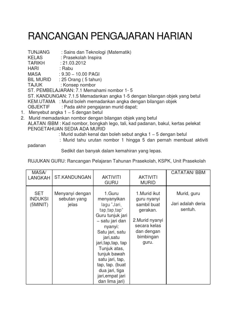 Rancangan Pengajaran Harian