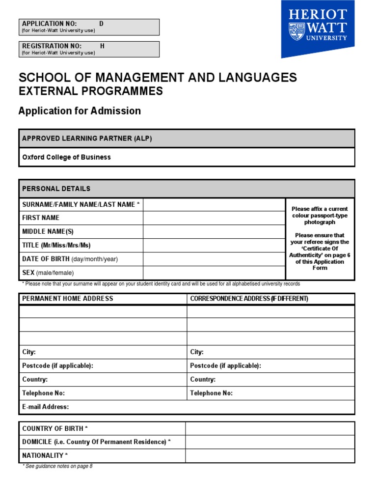 BBA Prog Application Form 2011-12 OCB | PDF | Credit (Finance) | Disability