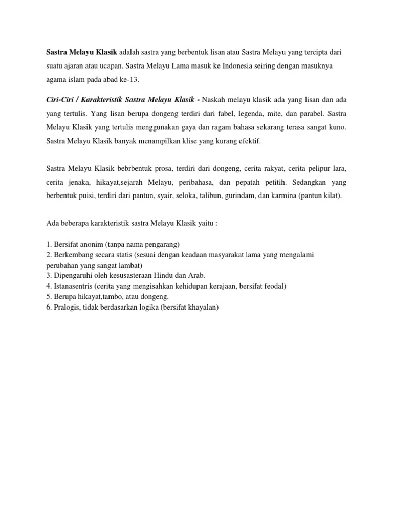 Sastra Melayu Klasik