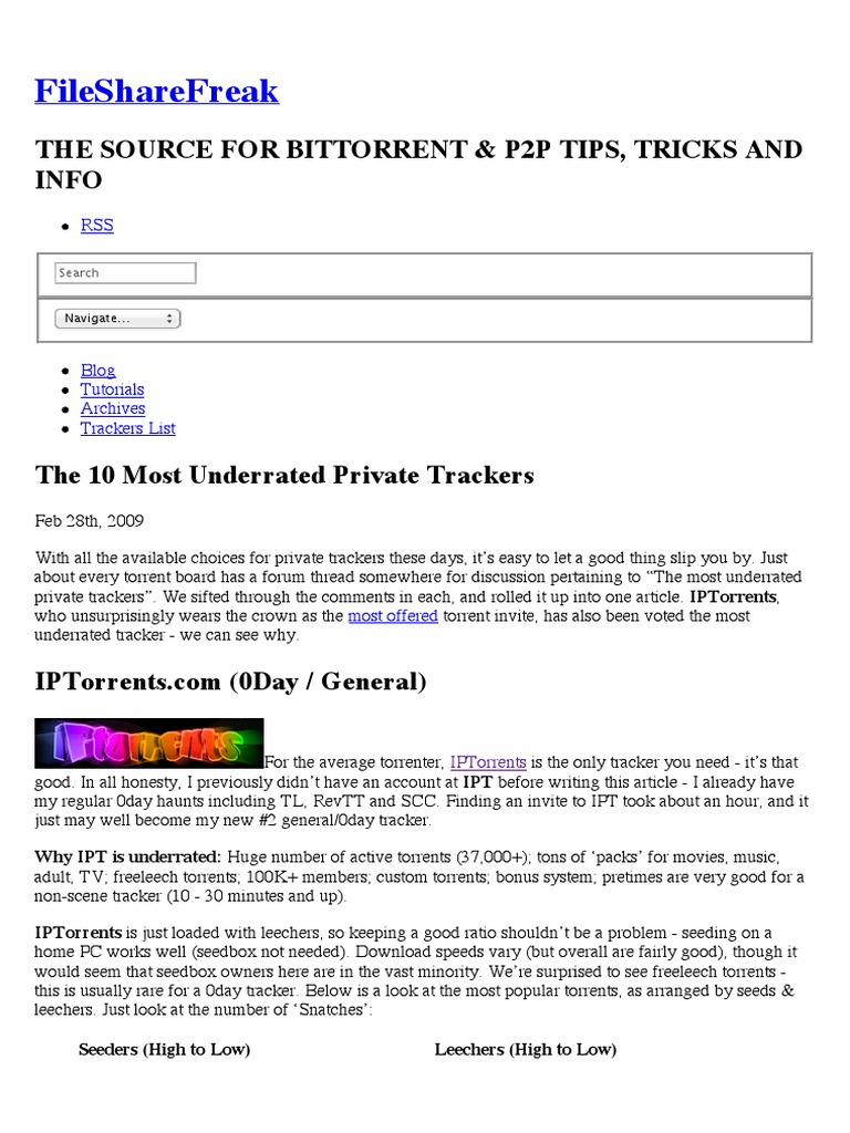 The 10 Most Underrated Private Trackers PDF Peer To Peer