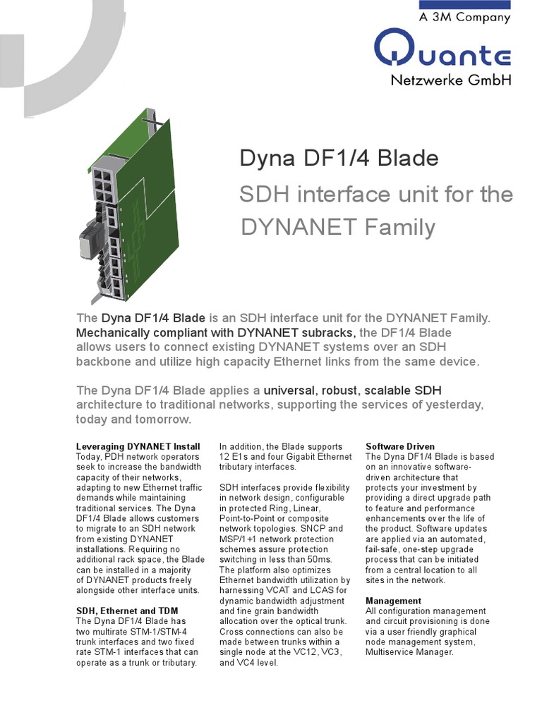 Dyna DF14 Blade SDH-System | PDF | Electrical Connector | Ethernet
