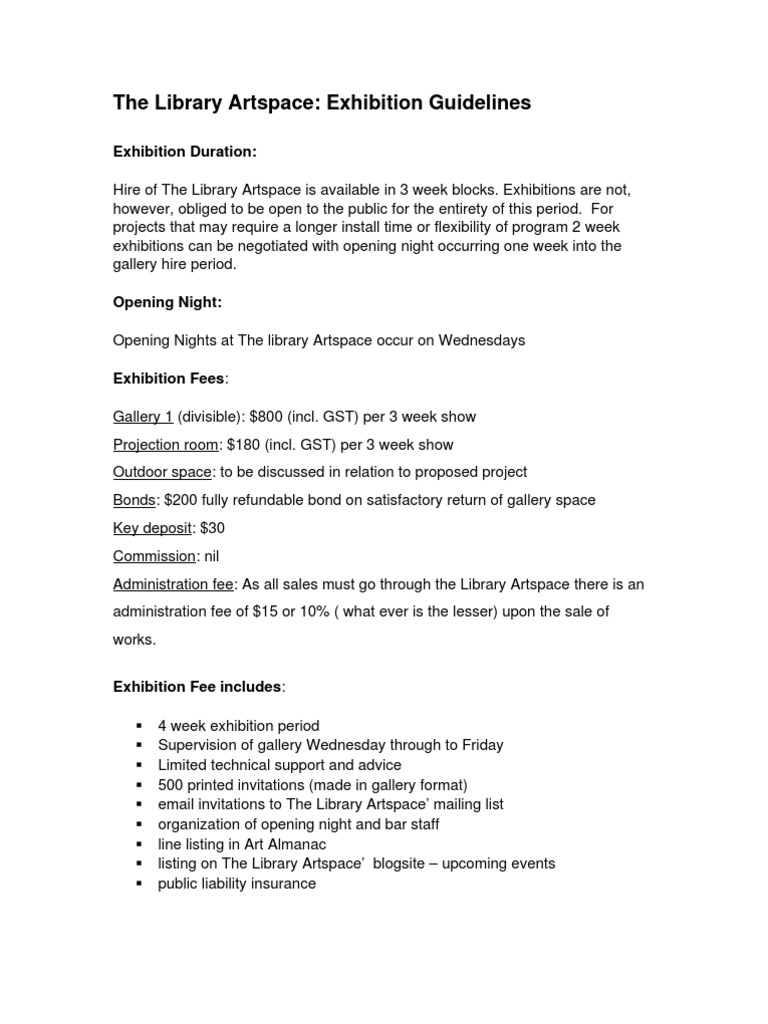Library Artspace Exhibition Guidelines | PDF
