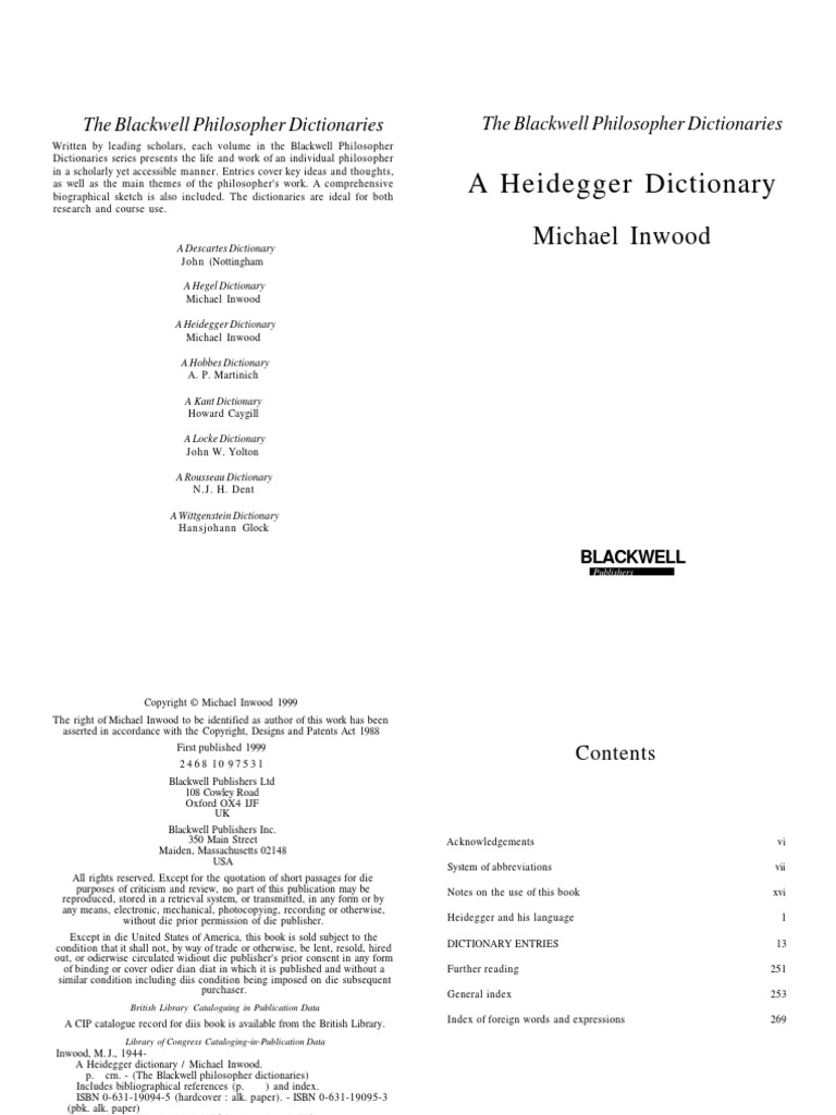(Blackwell Philosopher Dictionaries) Michael InwoodA Heidegger