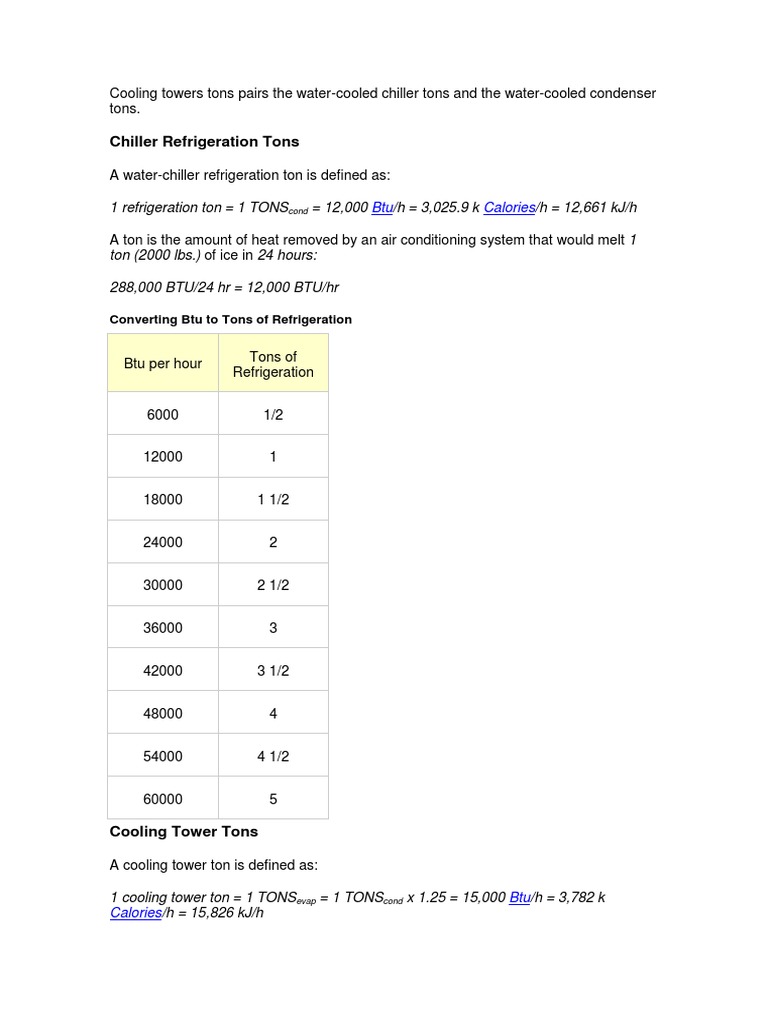 Cooling Tower and Chiller Capacity Guide | PDF
